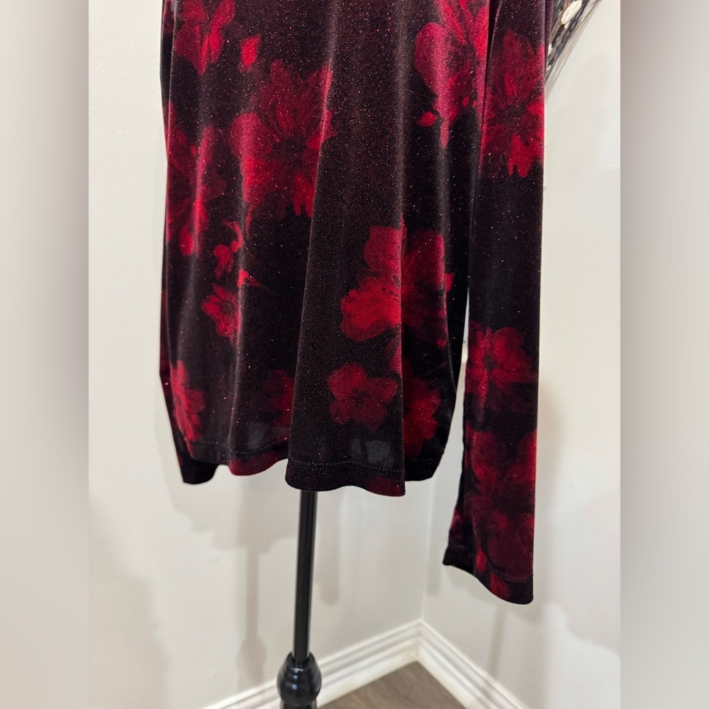White Stag Holiday Sparkle Floral Knit Top L - Picture 6 of 9